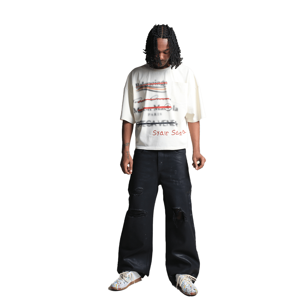 "Leather Waxed" Thrashed Denim