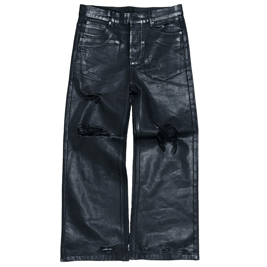 "Leather Waxed" Thrashed Denim